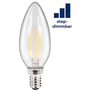 LED Filament Kerzenlampe McShine "Filed", E14, 4W, 470lm, warmweiß, step-dimmbar 