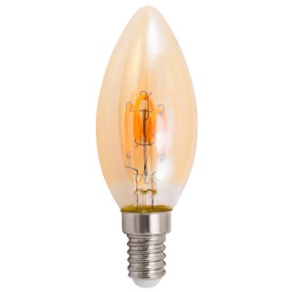 LED Filament Kerzenlampe McShine "Retro" E14, 1W, 90lm, warmweiß, goldenes Glas 