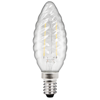 LED Filament Kerzenlampe gedreht McShine "Filed", E14, 2W, 260 lm, warmweiß, klar 