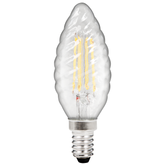 LED Filament Kerzenlampe gedreht McShine "Filed", E14, 4W, 490 lm, warmweiß, klar 