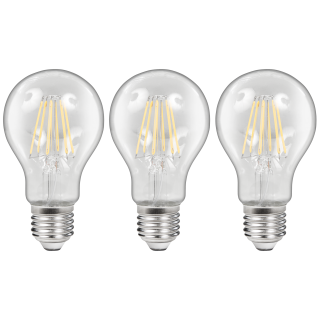 LED Filament Set McShine, 3x Glühlampe, E27, 6W, 600lm, warmweiß, klar, dimmbar 