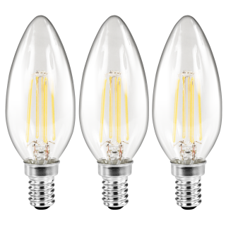 LED Filament Set McShine, 3x Kerzenlampe, E14, 2W, 260lm, warmweiß, klar 