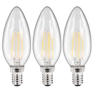 LED Filament Set McShine, 3x Kerzenlampe, E14, 3.6W, 360lm, warmweiß, klar 