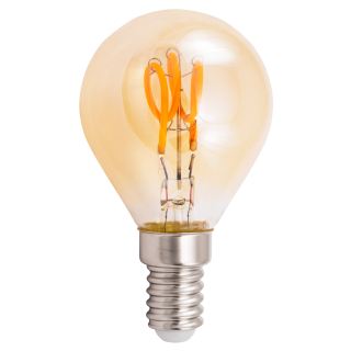 LED Filament Tropfenlampe McShine "Retro" E14, 1W, 90lm, warmweiß, goldenes Glas 