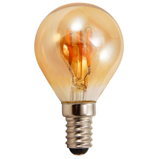 LED Filament Tropfenlampe McShine "Retro" E14, 2W, 150lm, warmweiß,goldenes Glas 