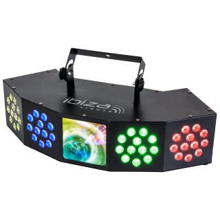 LED-Lichteffekt IBIZA "COMBI-FX4" DMX gesteuert, 3in1 Wash-Moon-Strobe 