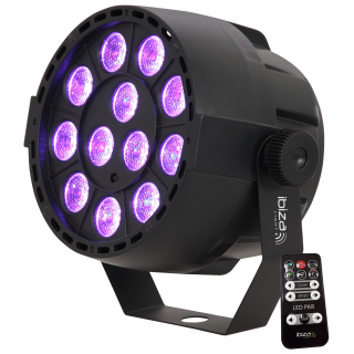 LED-Lichteffekt IBIZA "PAR-MINI-RGB3" 12x 3W RGB LED, Musiksteuerung, DMX 