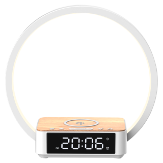 LED Nachttischleuchte HOLLYWOOD, Wireless Charger und Weckerfunktion 