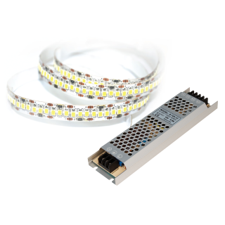 LED-Stripe SET, 204LED/m, 1700lm/m, 18W/m, neutralweiß, 5m Rolle, 100W Trafo 