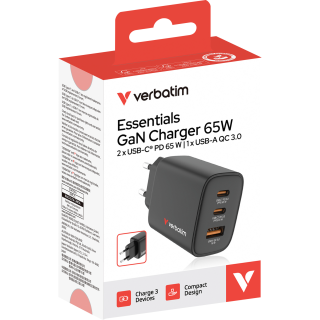 Ladeadapter Essentials Verbatim, 65W, schwarz 