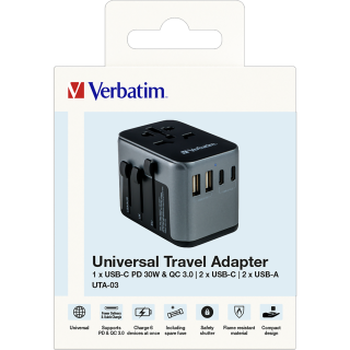 Ladeadapter Verbatim, Universal Travel, UTA-03, 30W 