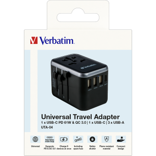 Ladeadapter Verbatim, Universal Travel, UTA-04, 61W 