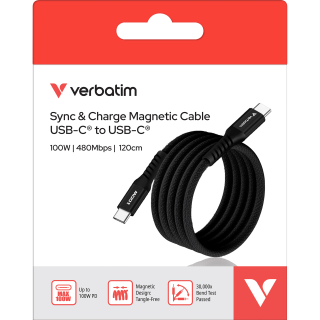 Ladekabel Verbatim, USB-C/USB-C, 1.2m, schwarz 