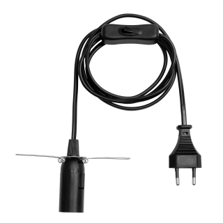 Lampenfassung McShine E14 mit 1,5m Kabel, Schalter und Eurostecker, schwarz 