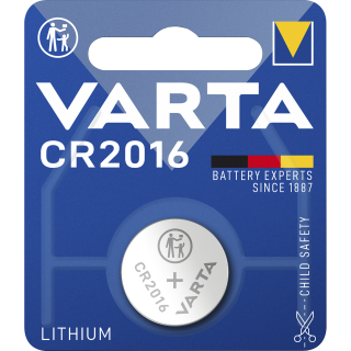 Lithium-Knopfzelle VARTA "Electronics", CR 2016, 90mAh, 3V, 1er-Blister 