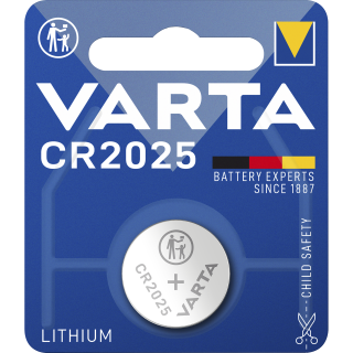 Lithium-Knopfzelle VARTA "Electronics", CR 2025, 170mAh, 3V, 1er-Blister 