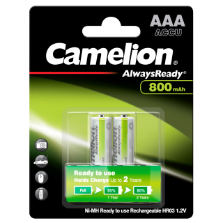 Micro-Akku CAMELION "AlwaysReady", NiMH, 800 mAh, Typ AAA, 2er-Blister 