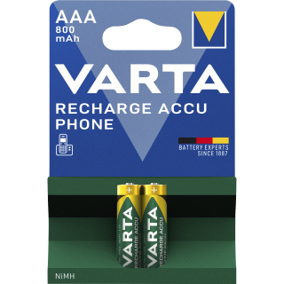 Micro-Akku VARTA "Accu Phone", Ni-MH, 800mA, Typ AAA, HR03,2er-Blister 