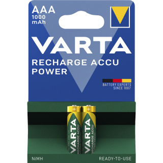 Micro-Akku VARTA "Accu Power", Ni-MH, 1.000 mA, Typ AAA, 2er-Blister 