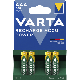 Micro-Akku VARTA "Accu Power", Ni-MH, 800mA, Typ AAA, HR03, 4er-Blister 