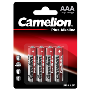 Micro-Batterie CAMELION Plus Alkaline 1,5 V, Typ AAA/LR03, 4er-Blister 