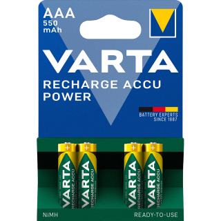 Micro-Batterie NiMH, VARTA, AAA, HR03, 1.2V/550mAh, 4er-Pack 