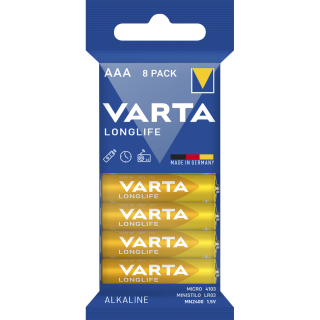 Micro-Batterie VARTA" Longlife", Alkaline, Typ AAA, LR06, 1,5V, 8er Pack 