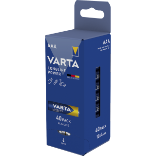 Micro-Batterie VARTA "Longlife Power" Alkaline, Typ AAA, LR03, 1,5V, 40er Pack 