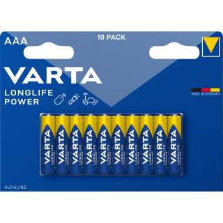 Micro-Batterie VARTA "Longlife Power", Alkalinen 1,5V, Typ AAA, LR03, 10er-Blister 