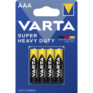 Micro-Batterie VARTA "Super Heavy Duty" Zink-Kohle, Typ AAA, R03, 1,5V, 4er-Pack 