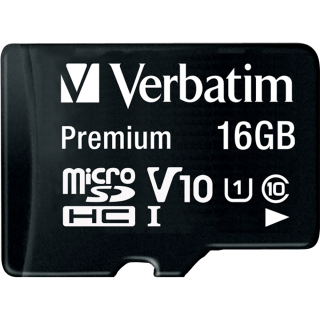 Micro SDHC Card Verbatim, 16GB Speicherkapazität, inkl. Adapter, Class 10 