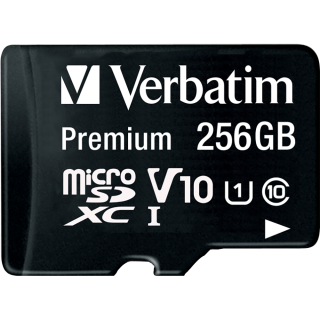 Micro SDHC Card Verbatim, 256GB Speicherkapazität, inkl. Adapter, Class 10 