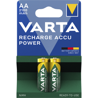 Mignon-Akku VARTA, Typ AA, NiMH-Akku, HR06, 1,2V/2100 mAh, Pre-charged, 2er Pack 