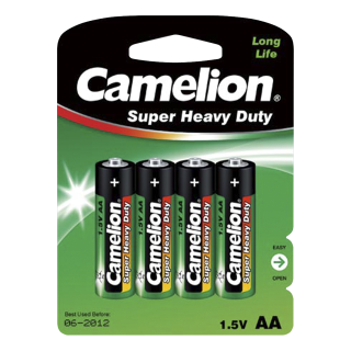 Mignon-Batterie CAMELION Super Heavy Duty 1,5 V, Typ AA, 4er-Blister 