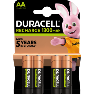 Mignon-Batterie NiMH, DURACELL, AA, HR06, 1.2V/1300mAh, 4er-Pack 
