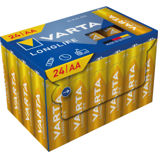 Mignon-Batterie VARTA "Longlife", Alkaline, TypAA/LR6, 1,5V, 24er-Pack 