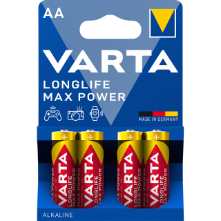 Mignon-Batterie VARTA "Longlife Max Power" Alkaline, Typ AA, LR06, 1,5V, 4-Pack 