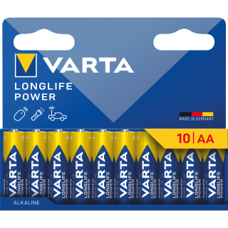 Mignon-Batterie VARTA "Longlife Power", Alkaline, 1,5V, TypAA/LR6, 10er-Blister 