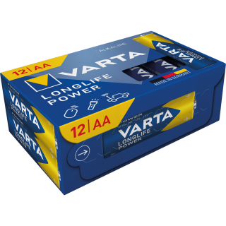 Mignon-Batterie VARTA "Longlife Power", Alkaline, 1,5V, Typ AA/LR6, 12er-Pack 