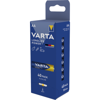 Mignon-Batterie VARTA "Longlife Power" Alkaline, Typ AA, LR06, 1,5V, 40er Pack 