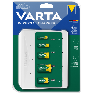 Mini Universal-Ladegerät VARTA, für AA/ AAA/ C/ D/ 9V Batterien, NiMH Akku 