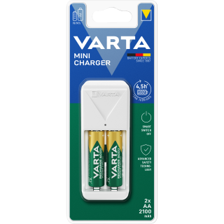 Mini Universal-Ladegerät VARTA, inkl. 2x Mignon Akku Typ AA, Akku NiMH, 2100mAh 