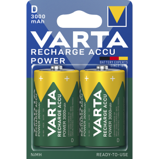 Mono-Akku VARTA, Typ D, NiMH-Akku, HR20, 1,2V/3000 mAh, Pre-charged, 2er Pack 