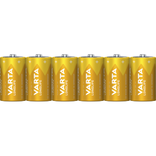 Mono-Batterie VARTA "Longlife", Alkaline, Typ D, LR20, 1,5V, 6er Pack 