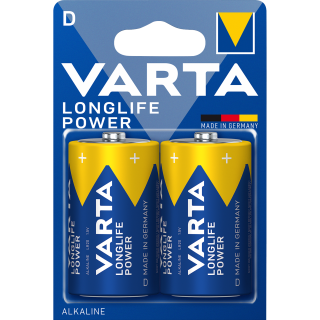 Mono-Batterie VARTA "Longlife Power", Alkaline, 1,5 V, Typ D, LR20, 2er-Blister 