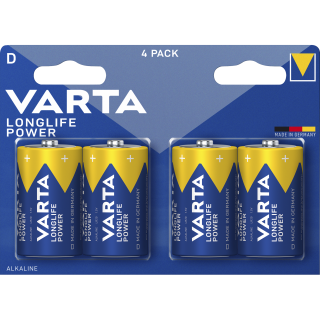 Mono-Batterie VARTA "Longlife Power" Alkaline, Typ D, LR20, 1,5V, 4er Pack 