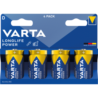 Mono-Batterie VARTA "Longlife Power", Alkaline, Typ D, LR20, 1,5V, 4er-Pack 