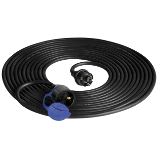 Netzkabel Schutzkontakt-Verlängerung, 20m, 3x1,5mm², IP44, schwarz 