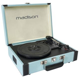 Nostalgie Schallplattenkoffer MADISON "MAD-RETROCASE-BLU", Bluetooth, USB, blau 