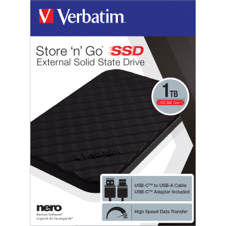 SSD Verbatim 1TB, USB 3.2, Typ A-C, 6.35cm (2.5'') 